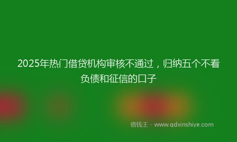 2025年热门借贷机构审核不通过，归纳五个不看负债和征信的口子