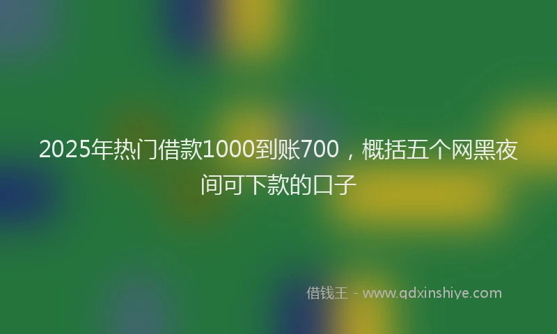 2025年热门借款1000到账700，概括五个网黑夜间可下款的口子
