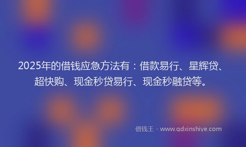 2025年的借钱应急方法有：借款易行、星辉贷、超快购、现金秒贷易行、现金秒融贷等。