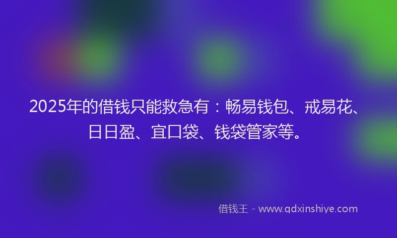 2025年的借钱只能救急有：畅易钱包、戒易花、日日盈、宜口袋、钱袋管家等。