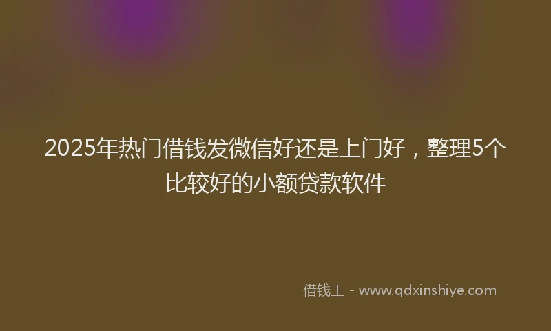 2025年热门借钱发微信好还是上门好，整理5个比较好的小额贷款软件