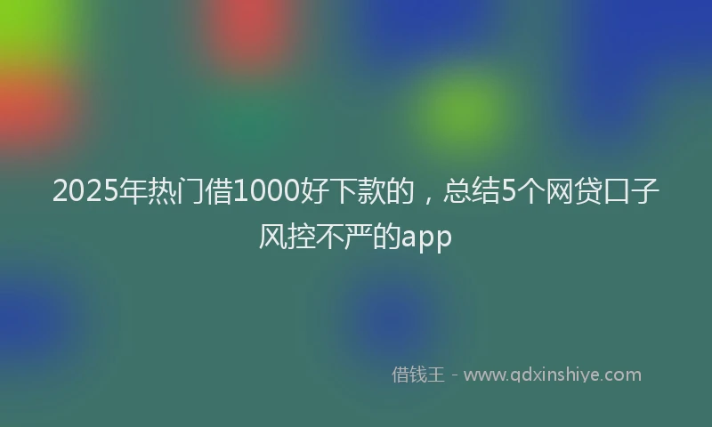 2025年热门借1000好下款的，总结5个网贷口子风控不严的app