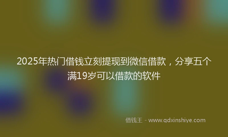 2025年热门借钱立刻提现到微信借款，分享五个满19岁可以借款的软件