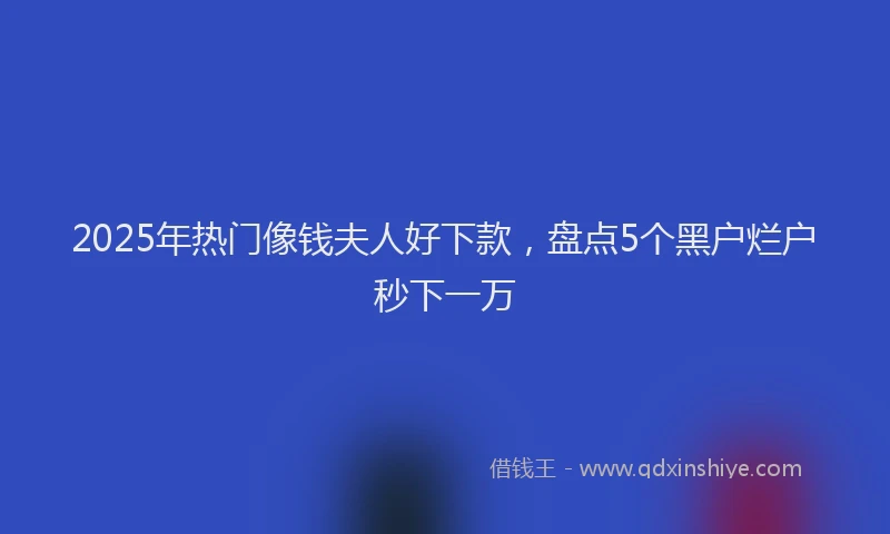 2025年热门像钱夫人好下款，盘点5个黑户烂户秒下一万