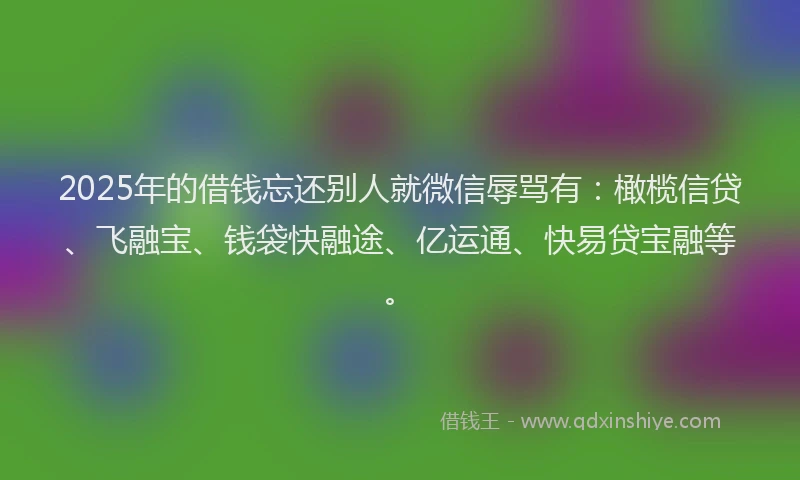 2025年的借钱忘还别人就微信辱骂有：橄榄信贷、飞融宝、钱袋快融途、亿运通、快易贷宝融等。
