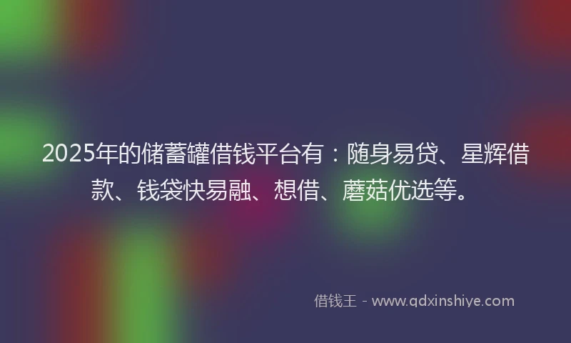 2025年的储蓄罐借钱平台有：随身易贷、星辉借款、钱袋快易融、想借、蘑菇优选等。