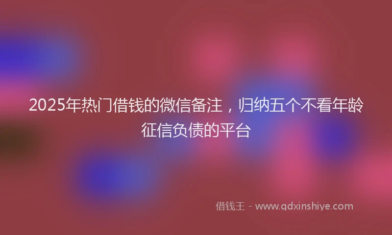 2025年热门借钱的微信备注，归纳五个不看年龄征信负债的平台