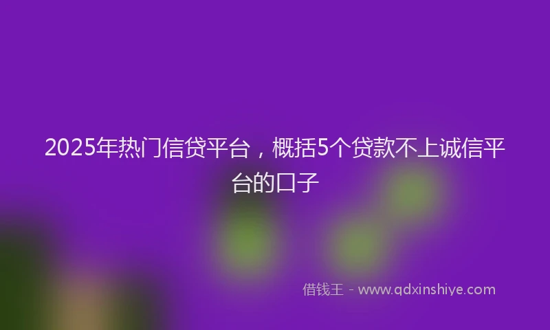 2025年热门信贷平台，概括5个贷款不上诚信平台的口子