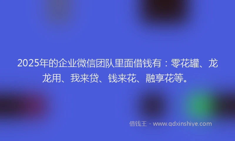 2025年的企业微信团队里面借钱有：零花罐、龙龙用、我来贷、钱来花、融享花等。