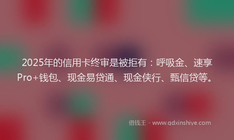 2025年的信用卡终审是被拒有：呼吸金、速享Pro+钱包、现金易贷通、现金侠行、甄信贷等。