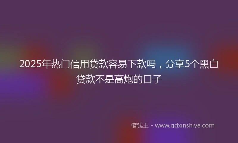 2025年热门信用贷款容易下款吗，分享5个黑白贷款不是高炮的口子