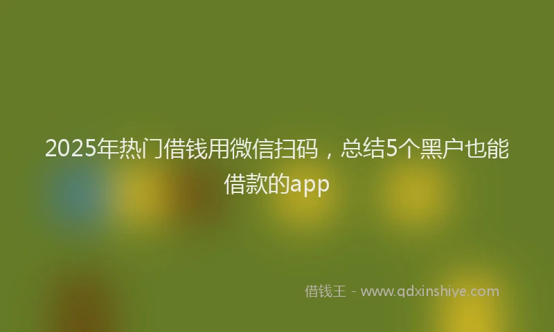 2025年热门借钱用微信扫码，总结5个黑户也能借款的app