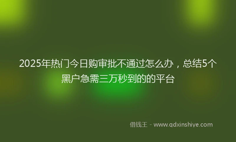2025年热门今日购审批不通过怎么办，总结5个黑户急需三万秒到的的平台