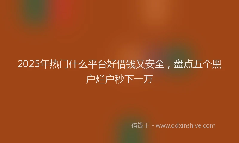 2025年热门什么平台好借钱又安全，盘点五个黑户烂户秒下一万