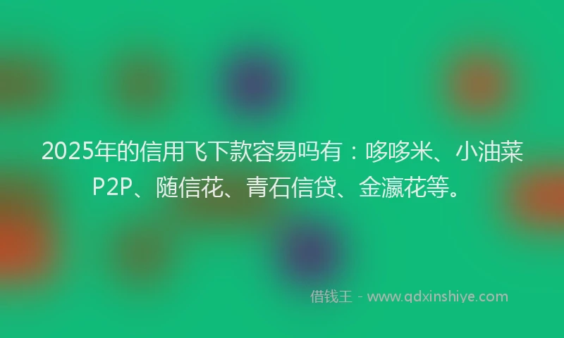 2025年的信用飞下款容易吗有：哆哆米、小油菜P2P、随信花、青石信贷、金瀛花等。