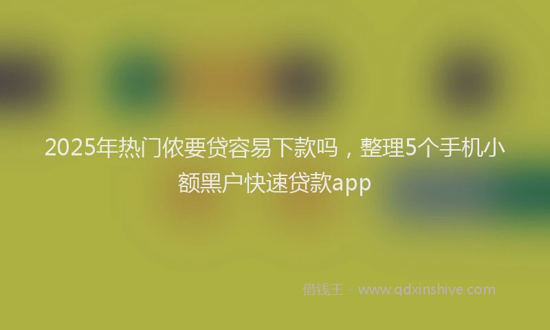 2025年热门侬要贷容易下款吗，整理5个手机小额黑户快速贷款app