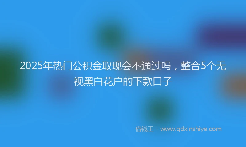 2025年热门公积金取现会不通过吗，整合5个无视黑白花户的下款口子