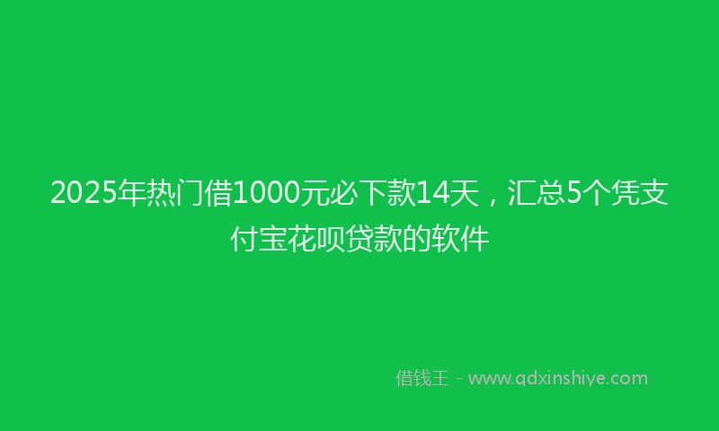 2025年热门借1000元必下款14天，汇总5个凭支付宝花呗贷款的软件