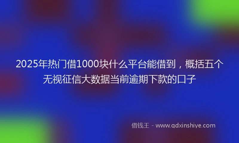 2025年热门借1000块什么平台能借到，概括五个无视征信大数据当前逾期下款的口子