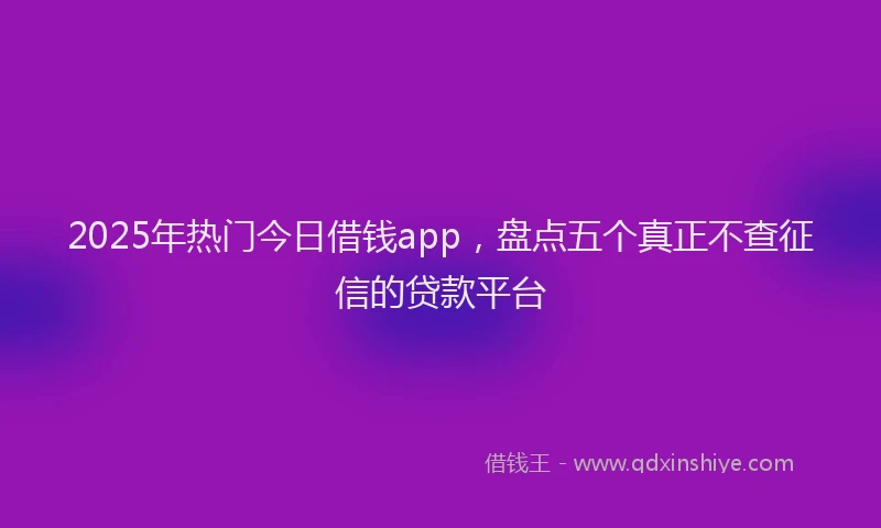 2025年热门今日借钱app，盘点五个真正不查征信的贷款平台