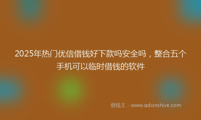 2025年热门优信借钱好下款吗安全吗，整合五个手机可以临时借钱的软件