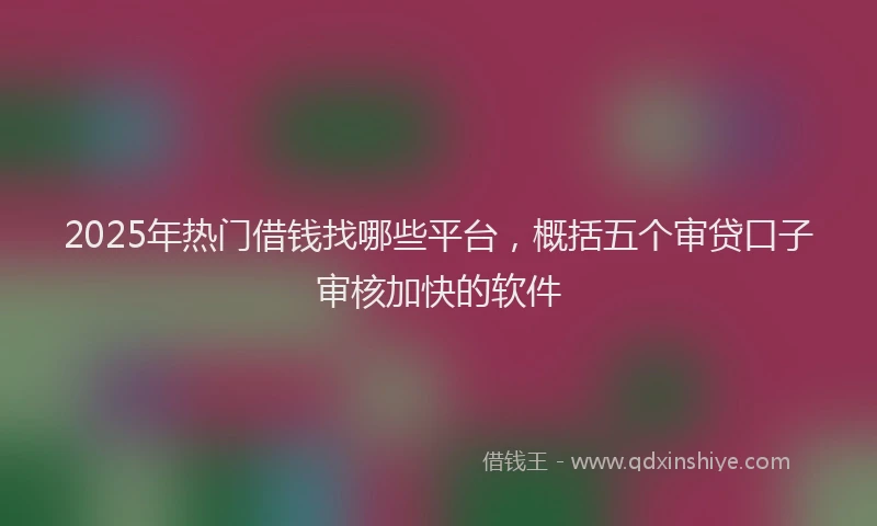 2025年热门借钱找哪些平台，概括五个审贷口子审核加快的软件