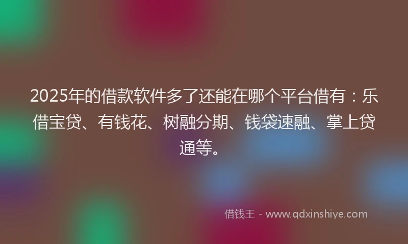2025年的借款软件多了还能在哪个平台借有：乐借宝贷、有钱花、树融分期、钱袋速融、掌上贷通等。