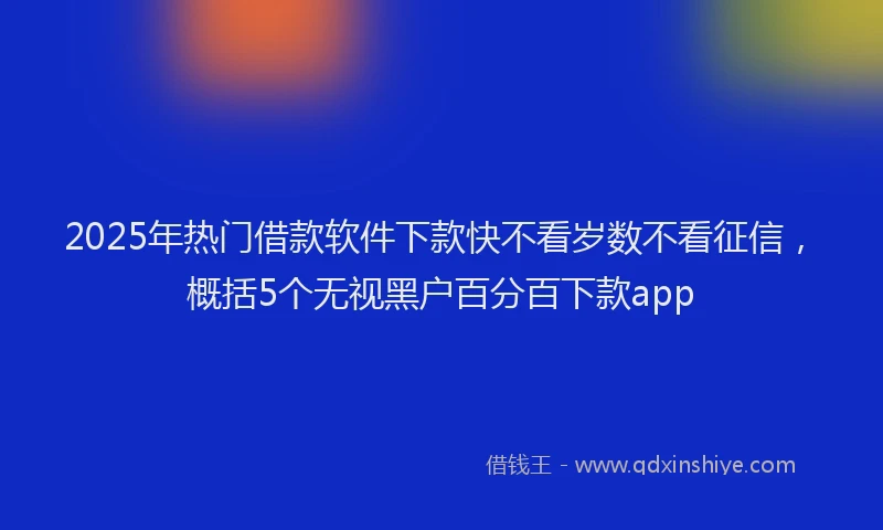 2025年热门借款软件下款快不看岁数不看征信，概括5个无视黑户百分百下款app
