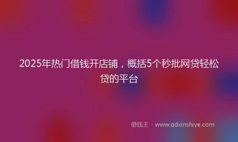 2025年热门借钱开店铺，概括5个秒批网贷轻松贷的平台