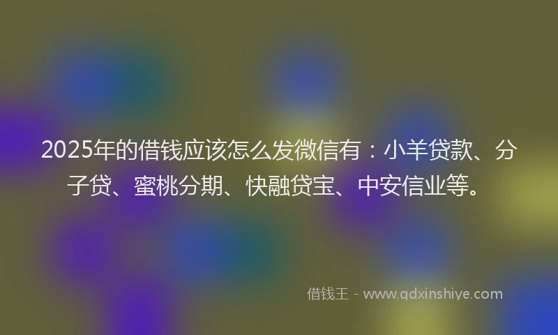 2025年的借钱应该怎么发微信有：小羊贷款、分子贷、蜜桃分期、快融贷宝、中安信业等。