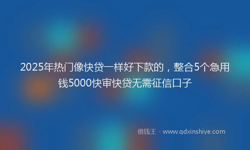 2025年热门像快贷一样好下款的，整合5个急用钱5000快审快贷无需征信口子
