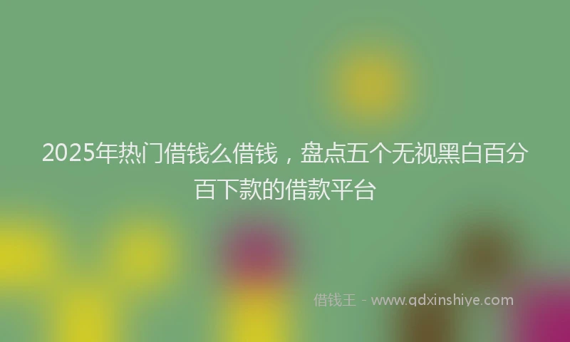 2025年热门借钱么借钱，盘点五个无视黑白百分百下款的借款平台