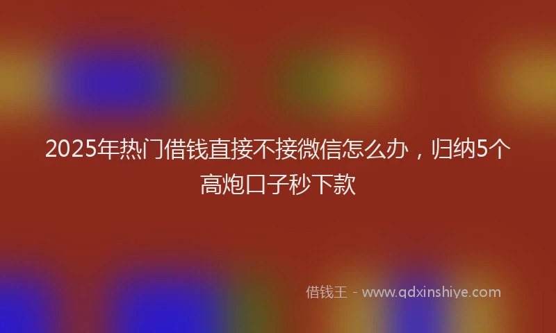 2025年热门借钱直接不接微信怎么办，归纳5个高炮口子秒下款