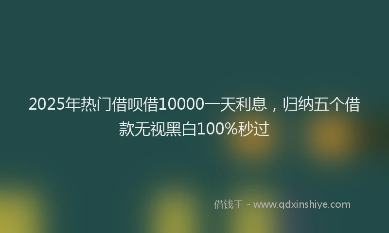2025年热门借呗借10000一天利息，归纳五个借款无视黑白100%秒过