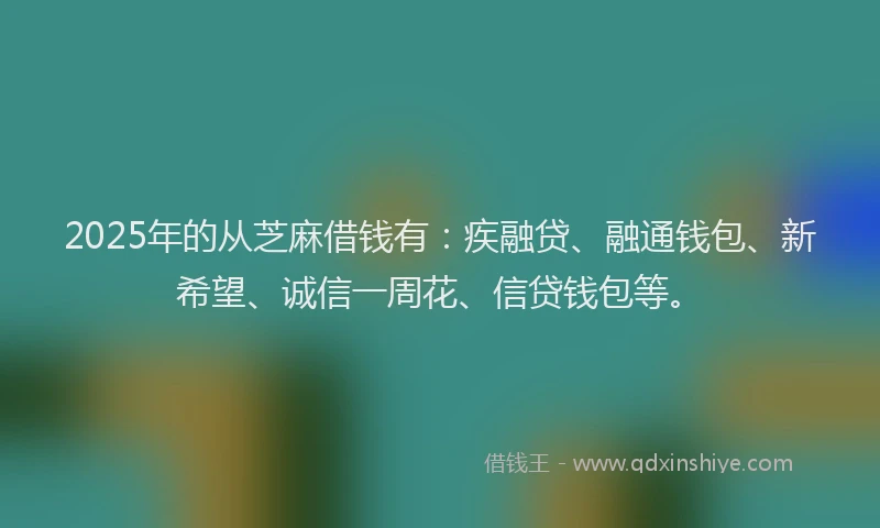 2025年的从芝麻借钱有：疾融贷、融通钱包、新希望、诚信一周花、信贷钱包等。