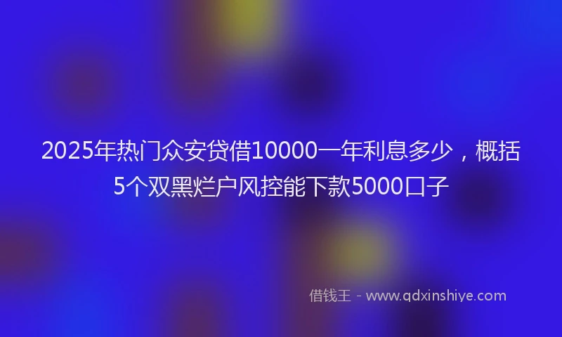 2025年热门众安贷借10000一年利息多少，概括5个双黑烂户风控能下款5000口子