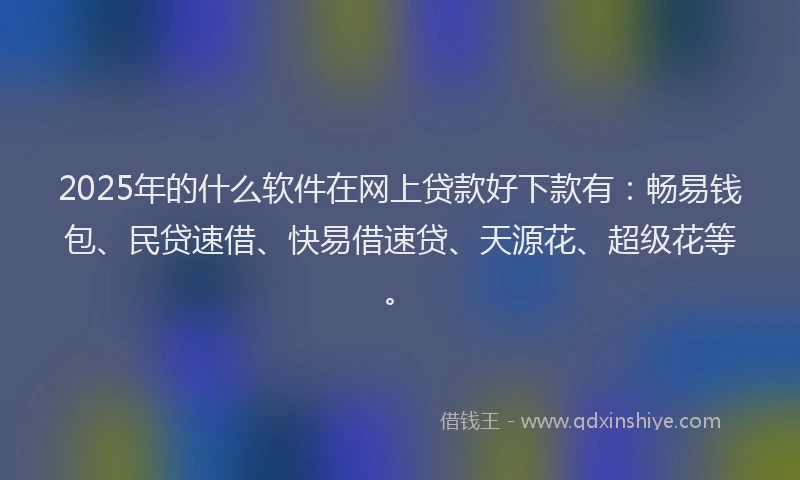2025年的什么软件在网上贷款好下款有：畅易钱包、民贷速借、快易借速贷、天源花、超级花等。