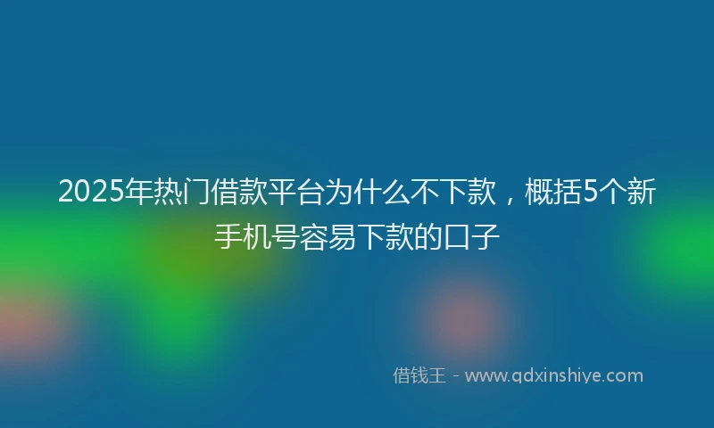 2025年热门借款平台为什么不下款，概括5个新手机号容易下款的口子