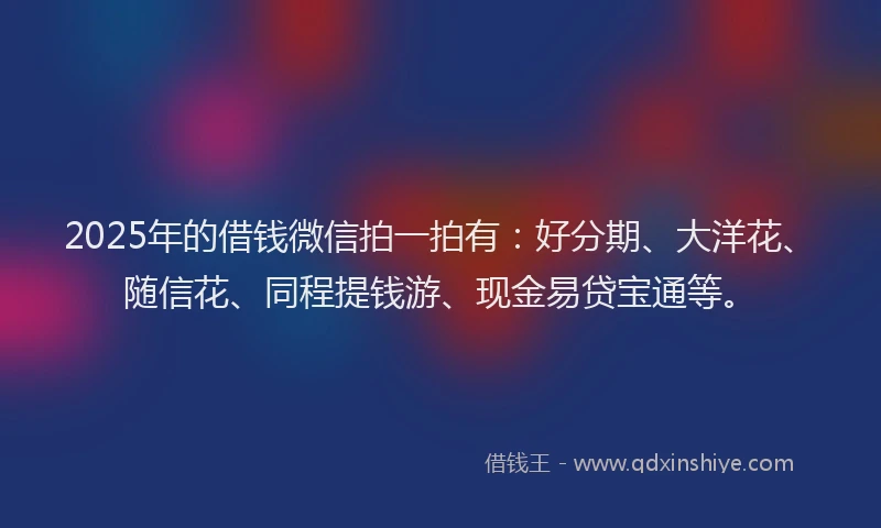 2025年的借钱微信拍一拍有：好分期、大洋花、随信花、同程提钱游、现金易贷宝通等。