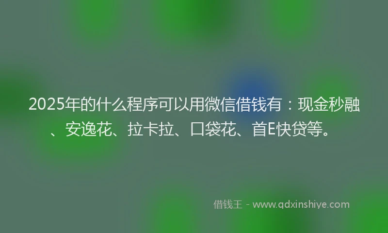 2025年的什么程序可以用微信借钱有：现金秒融、安逸花、拉卡拉、口袋花、首E快贷等。