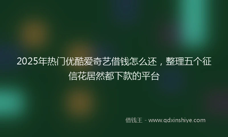2025年热门优酷爱奇艺借钱怎么还，整理五个征信花居然都下款的平台