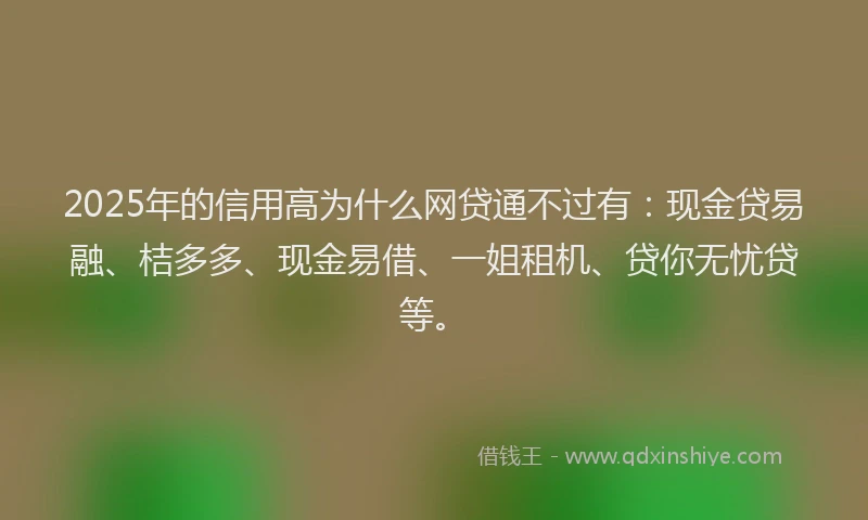 2025年的信用高为什么网贷通不过有：现金贷易融、桔多多、现金易借、一姐租机、贷你无忧贷等。
