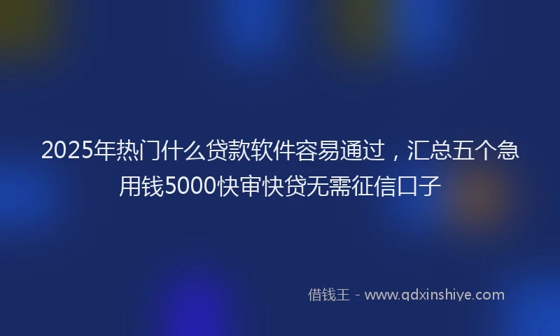 2025年热门什么贷款软件容易通过，汇总五个急用钱5000快审快贷无需征信口子