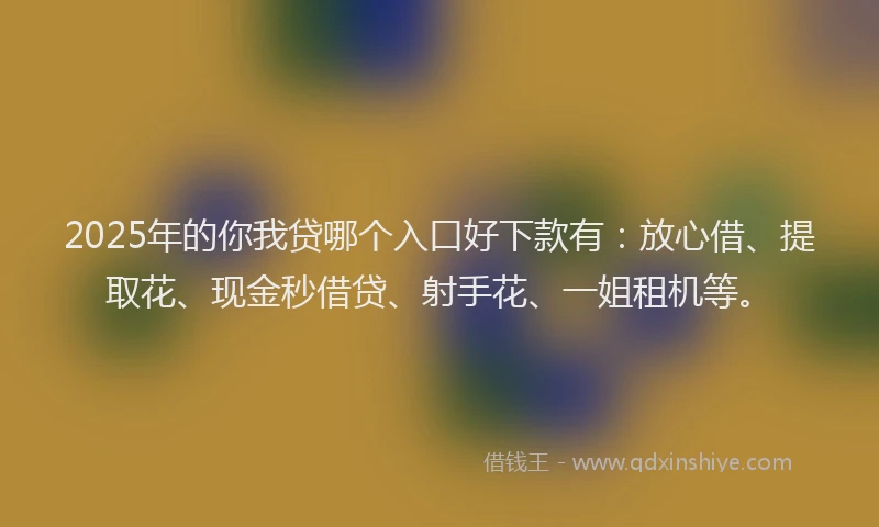 2025年的你我贷哪个入口好下款有：放心借、提取花、现金秒借贷、射手花、一姐租机等。
