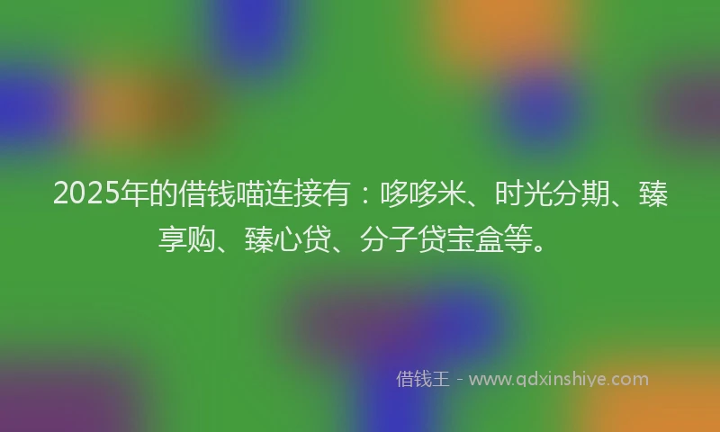 2025年的借钱喵连接有：哆哆米、时光分期、臻享购、臻心贷、分子贷宝盒等。