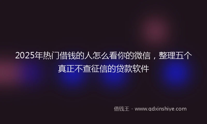 2025年热门借钱的人怎么看你的微信，整理五个真正不查征信的贷款软件