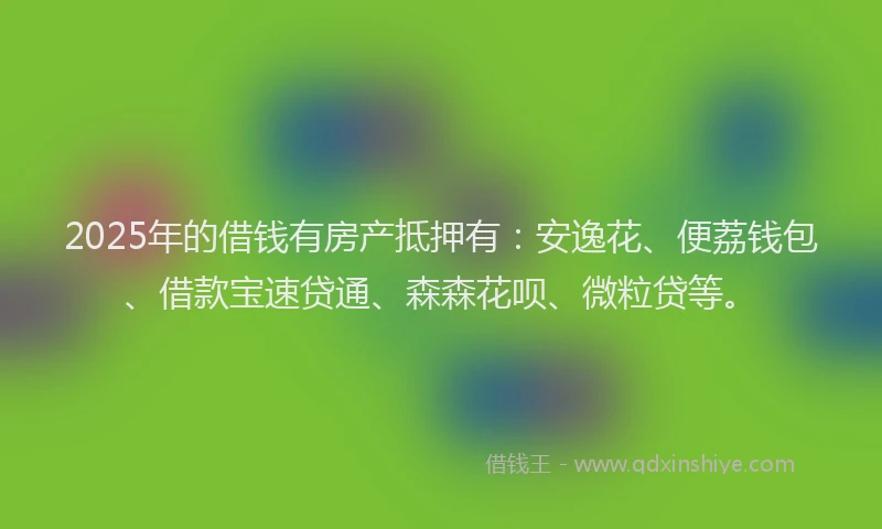 2025年的借钱有房产抵押有：安逸花、便荔钱包、借款宝速贷通、森森花呗、微粒贷等。