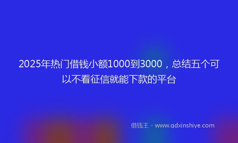 2025年热门借钱小额1000到3000，总结五个可以不看征信就能下款的平台