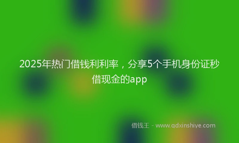 2025年热门借钱利利率，分享5个手机身份证秒借现金的app