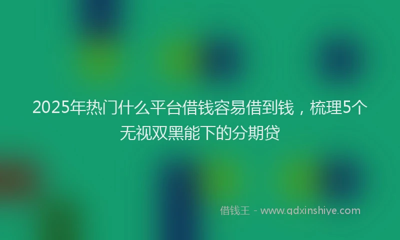 2025年热门什么平台借钱容易借到钱，梳理5个无视双黑能下的分期贷